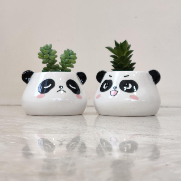 Cheeky Panda Face Ceramic Planter