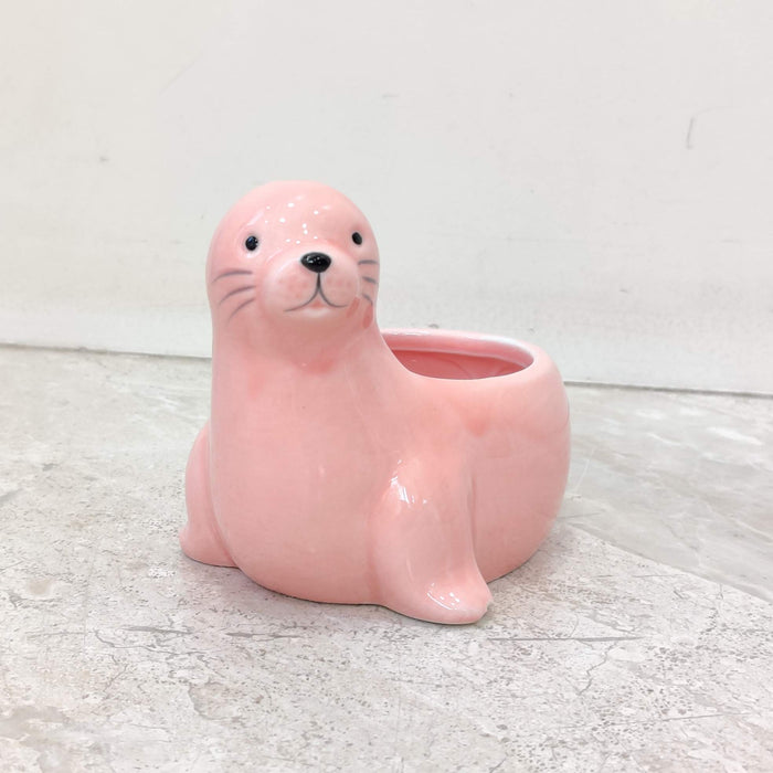 Snow White Seal Ceramic Planter