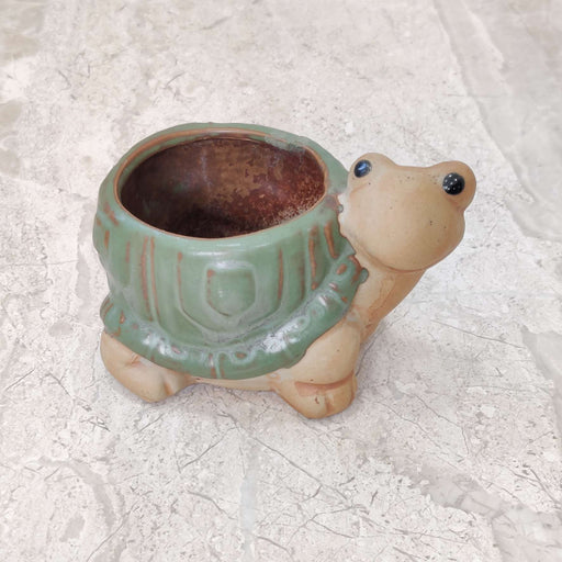 Turtle ceramic planter for home and office decor