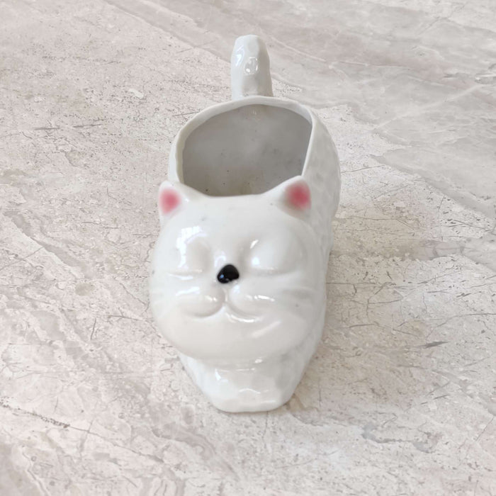 Premium sleeping white cat ceramic planter ideal for succulents and air plants