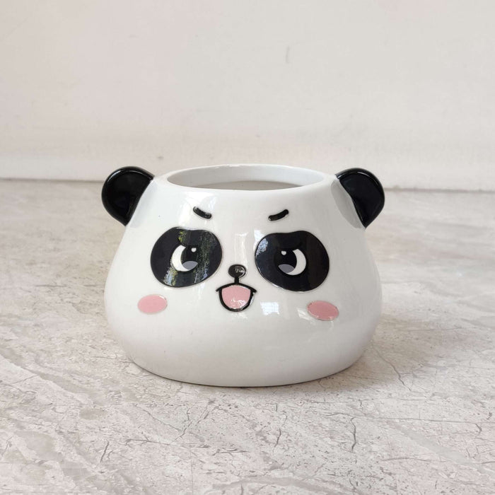 Cheeky panda face ceramic planter for succulents and small indoor plants