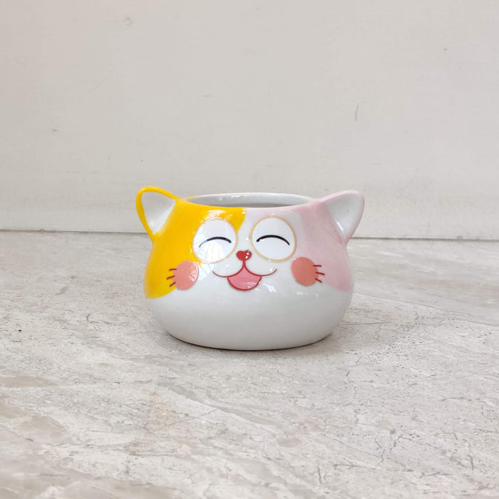 Cute panda face ceramic planter for home and office decor