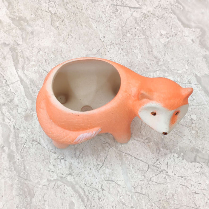 Decorative fox ceramic pot for tabletop and shelf display