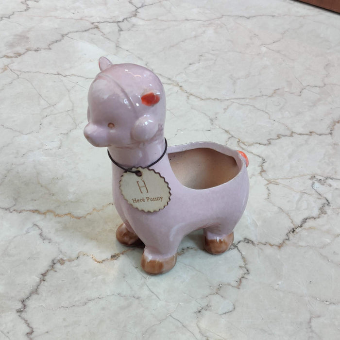 Decorative sage alpaca ceramic pot for tabletop and shelf display