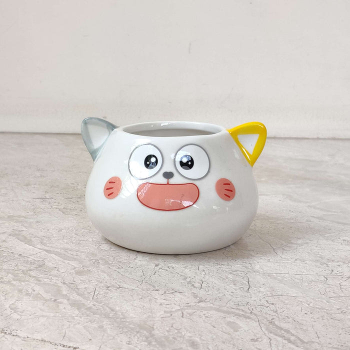 Decorative panda face ceramic pot for tabletop and shelf display