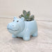 Baby blue hippo ceramic planter gift for plant