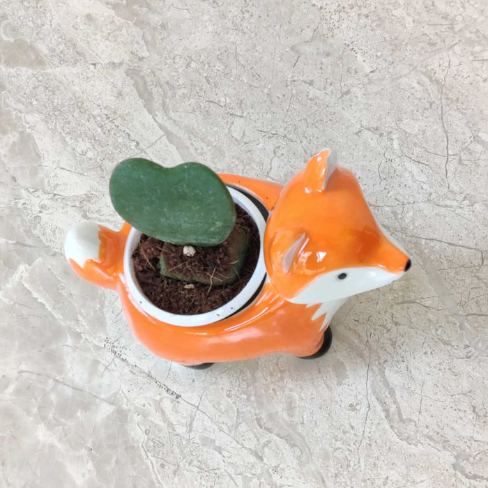 Charming fox ceramic planter gift for plant lovers and home decor enthusiasts