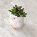 Pearl white owl ceramic planter gift for plant lovers and owl enthusiasts