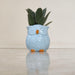 Sleepy owl ceramic planter gift for plant lovers and owl enthusiasts