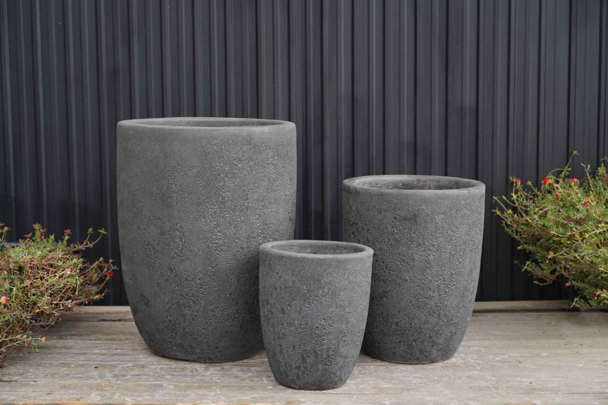 Buy Grey Ceramic Planter Set of 3 | Modern Round Pots for Indoor ...