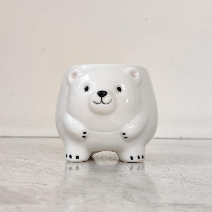 Polar bear ceramic planter for succulents and small indoor plants