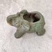 Vintage green elephant ceramic pot