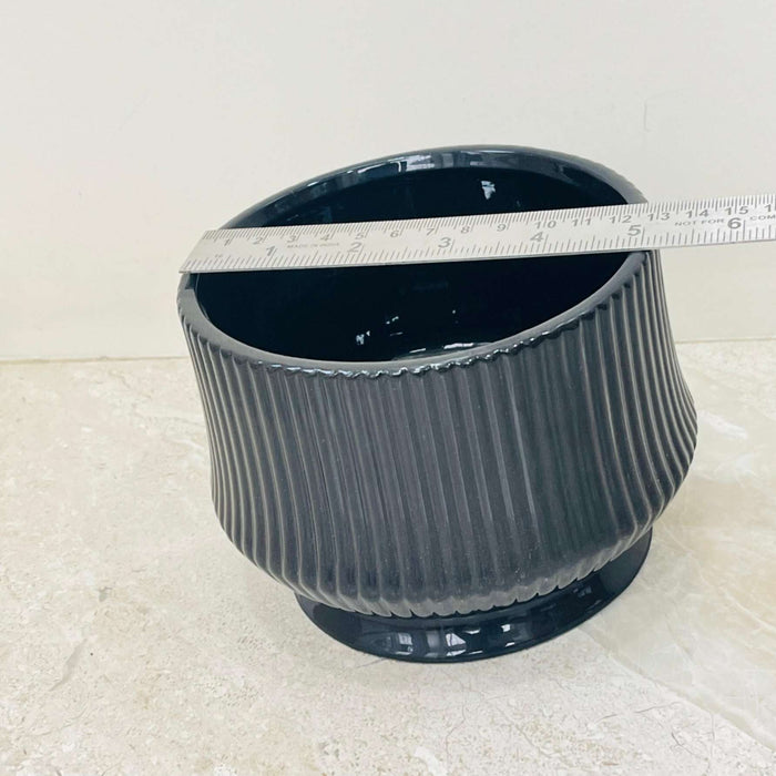 Decorative glossy black ceramic plant pot
