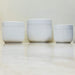 Sleek ribbed white ceramic pots for home decoration