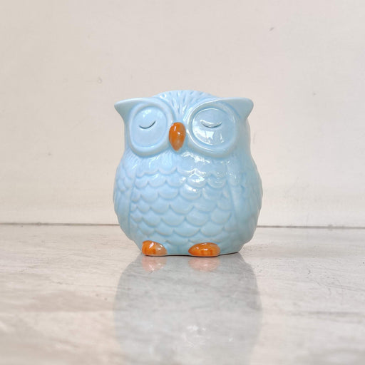 Sleepy owl ceramic planter for succulents and small indoor plants