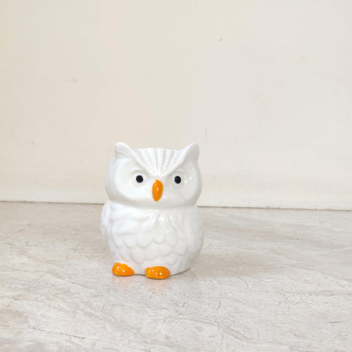 Snowy owl ceramic planter for succulents and small indoor plants
