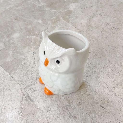 White owl ceramic planter for home and office decor