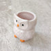 Elegant white owl ceramic planter for home and office decor