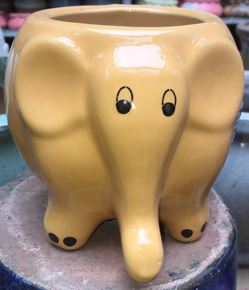Yellow Elephant Ceramic Planter