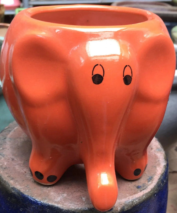 Orange Elephant Ceramic Pot