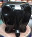 Sleek Black Elephant Ceramic Planter - Front View