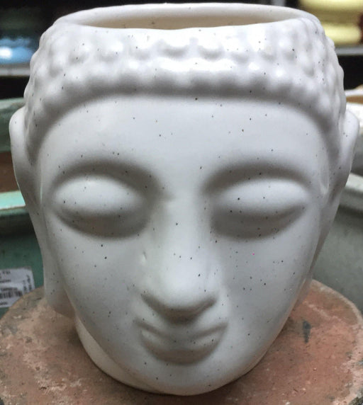 Modern Large White Buddha Face Ceramic Planter