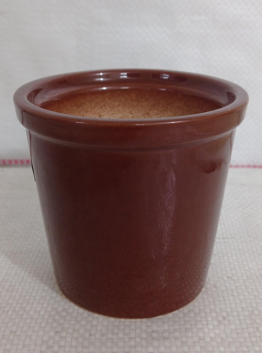 Glossy brown ceramic plant pot for modern home decor