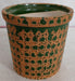 Fancy painted ceramic pot in turtle green with dotted design
