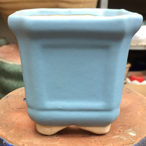 Set of 3 Light Blue Square Ceramic Planters