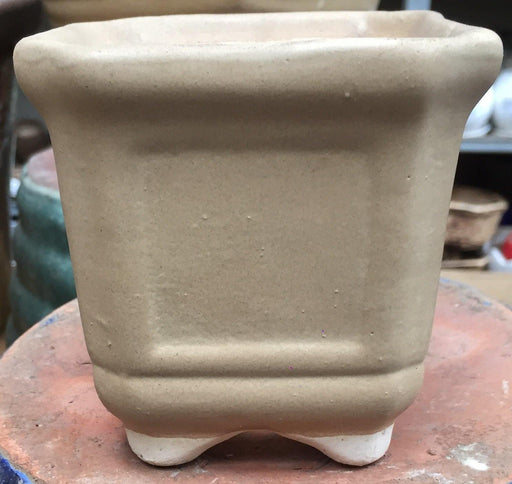 Set of 3 Modern Square Ceramic Planters - Cream Color 