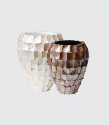 Mother of Pearl Ali Baba Pot (White,Brown) 