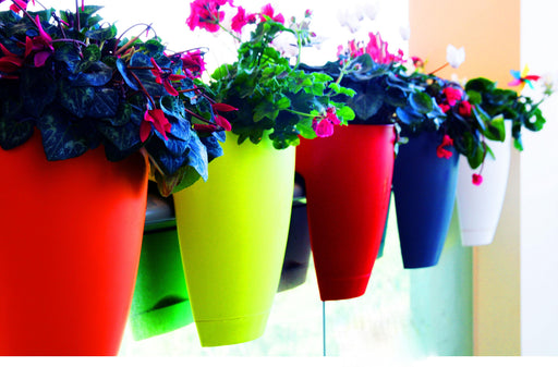 High Quality Plastic Balcony Railing Planter (Red-Green-Blue-White combos) (Pack Of 4)