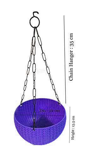 21 cm Blue Rattan Hanging Planter with Chain