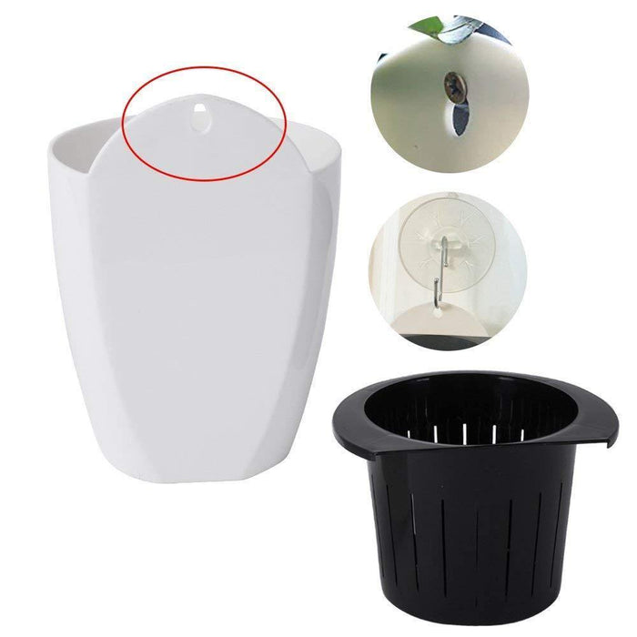White-White Self Watering Hanging Planter Flower Pot - CGASPL
