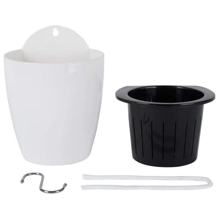 White-White Self Watering Hanging Planter Flower Pot - CGASPL