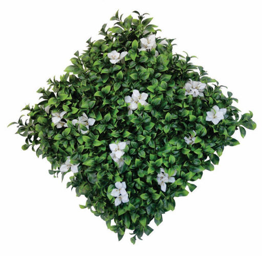 Green Leaves with Big White Flower Tiles