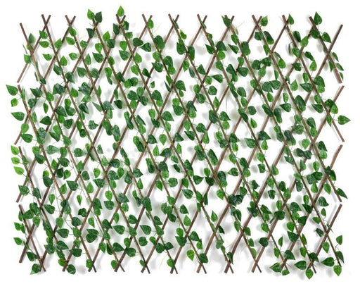 Artificial Real Touch Ivy & Lotus Wooden Fence  Size-3.5 ft x 4.25 ft  , Area Covered 15 sq ft ( Pack of 2 ) - CGASPL