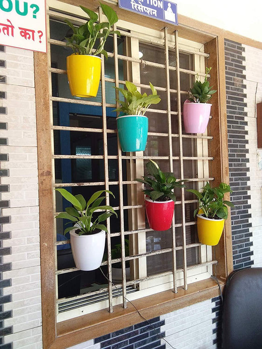 White-White Self Watering Hanging Planter Flower Pot - CGASPL