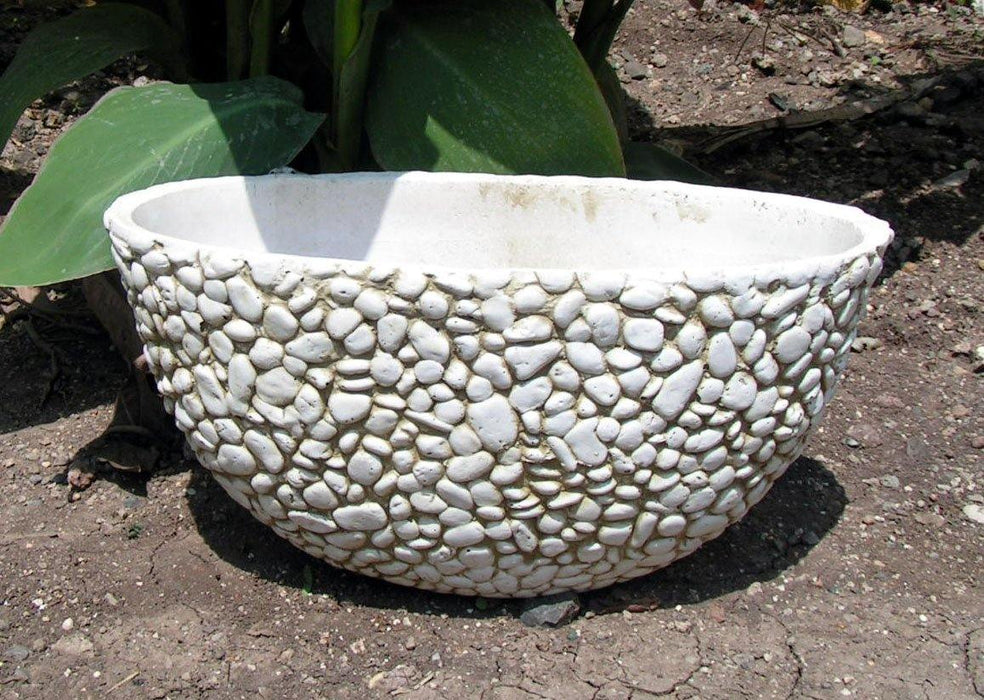 Bowl Textured (Oval Shape) White Fiber Planter - CGASPL