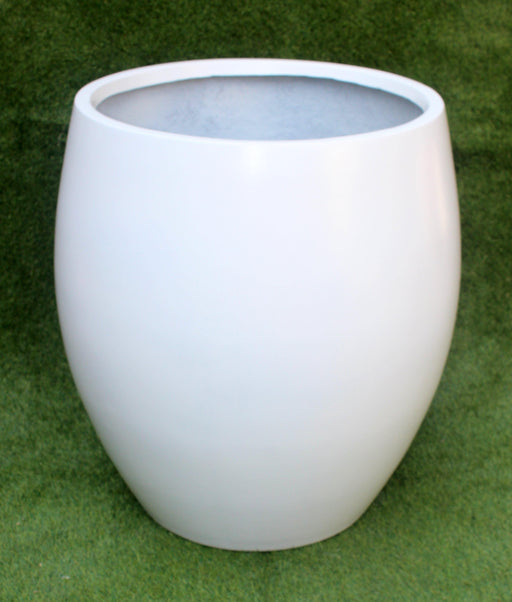 White Glossy Egg Shape Fiber Pot - CGASPL