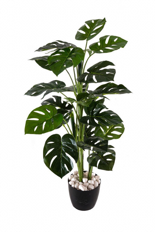 indoor plant with cut leaves Artificial 3 Head 21 Cut Leaf Plant (Without Pot) , Height -3.5 ft ( Pack of 2 Plants )
