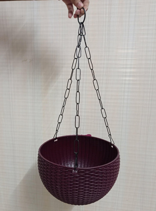 Dark-Purple Rattan Hanging Planter - CGASPL