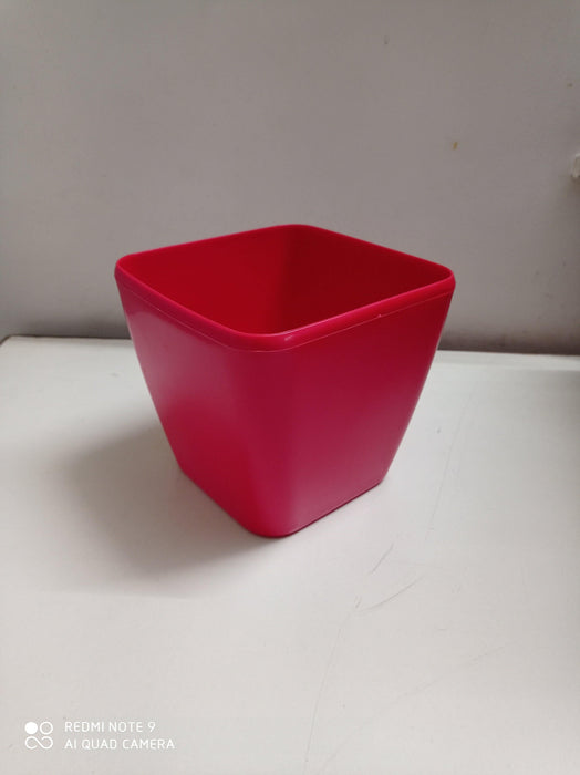 Red Flower Pots | 14 cm Red Paris Square Pot | Chhajed Garden