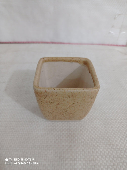 Small Square Ceramic Pot Cream Color (Pack of 3) - CGASPL