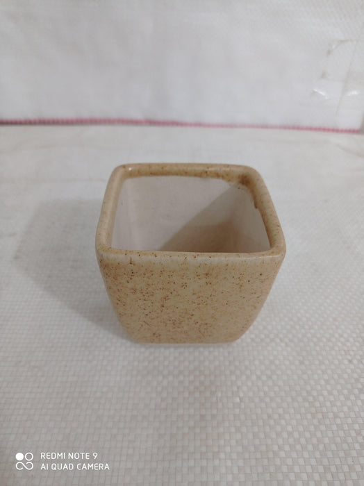 Small Square Ceramic Pot Cream Color (Pack of 3) - CGASPL