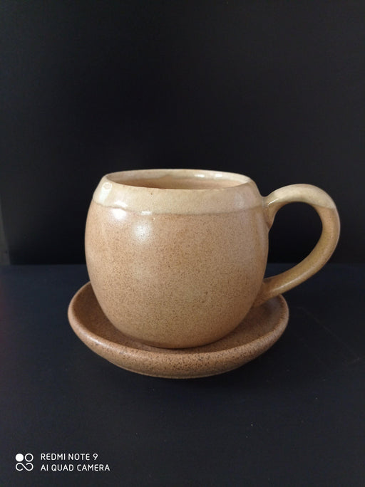 Cup-shaped ceramic pot with plate - Ceram color