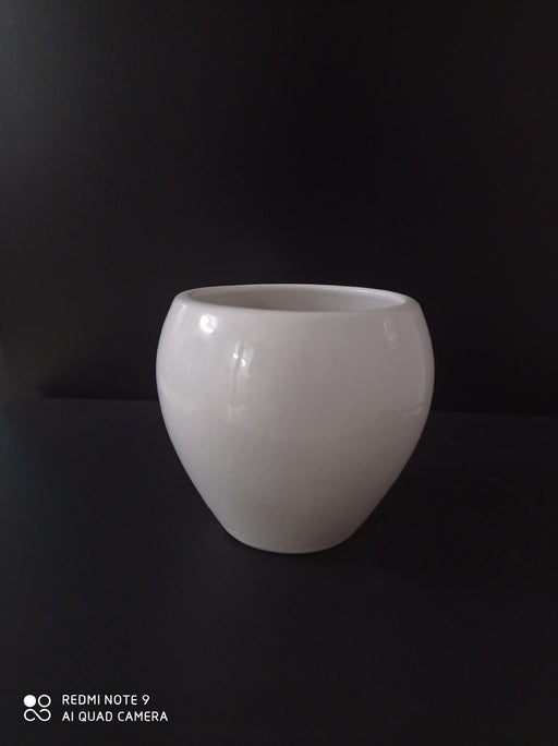 Modern white ceramic plant pot for home decor