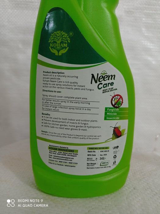 Neem Care, 500 ml - Ready to Use Neem Oil Solution (naturally occurring pesticide) - CGASPL