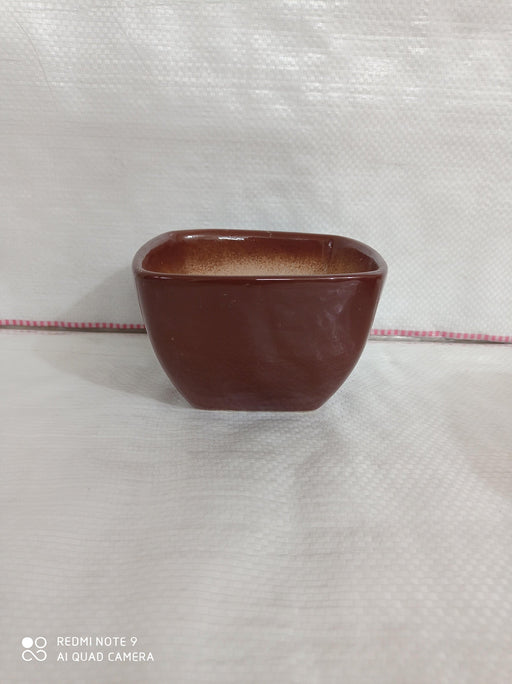 Brown square ceramic plant pots