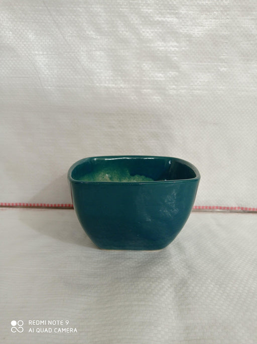 Square ceramic plant pot in peacock color